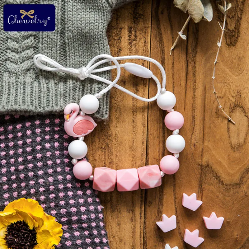 Bite Bites 1pc Baby Teething Necklace Food Grade Silicone Beads Long Chain Baby Goods Silicone Bead Nurse Gift For Baby Teether