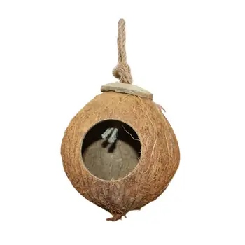

Parrot Nest Natural Coconut Shell House Cage Feeder Decoration Toys Breed Birds Hamster Pet Squirrel Supplies Pendant Parak I8F7