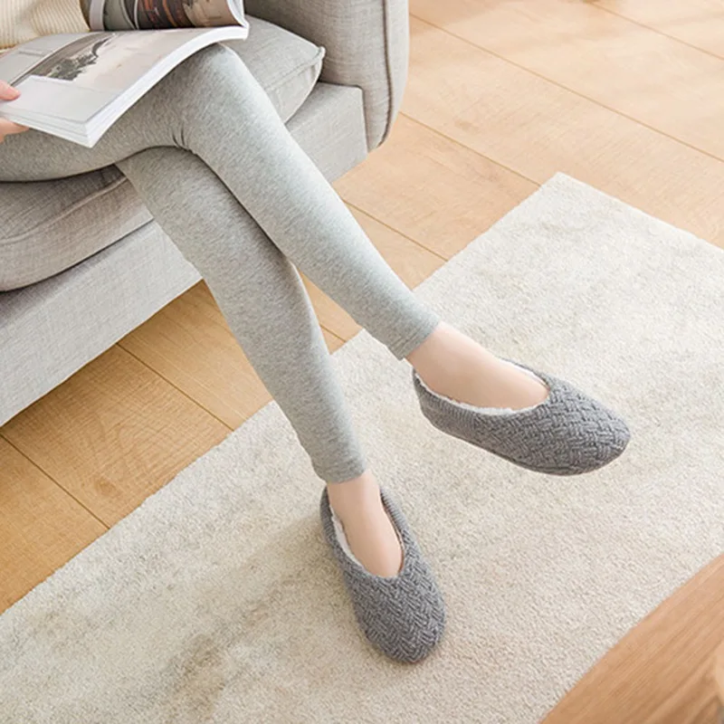 1 пара женских носков зимние вязаные носки-тапочки бархатные короткие нескользящие носки-лодочки однотонные теплые носки