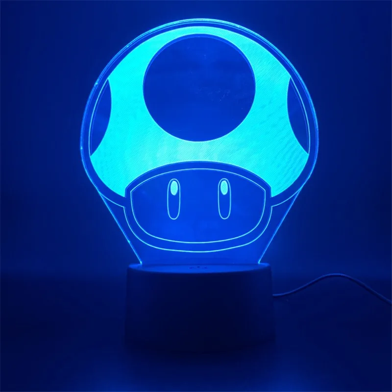 Super Mario Toad Head 3d LED Light 7/16 Multicolors LED Children Night Lamp for Bedroom Home Decoration Game 3d Light