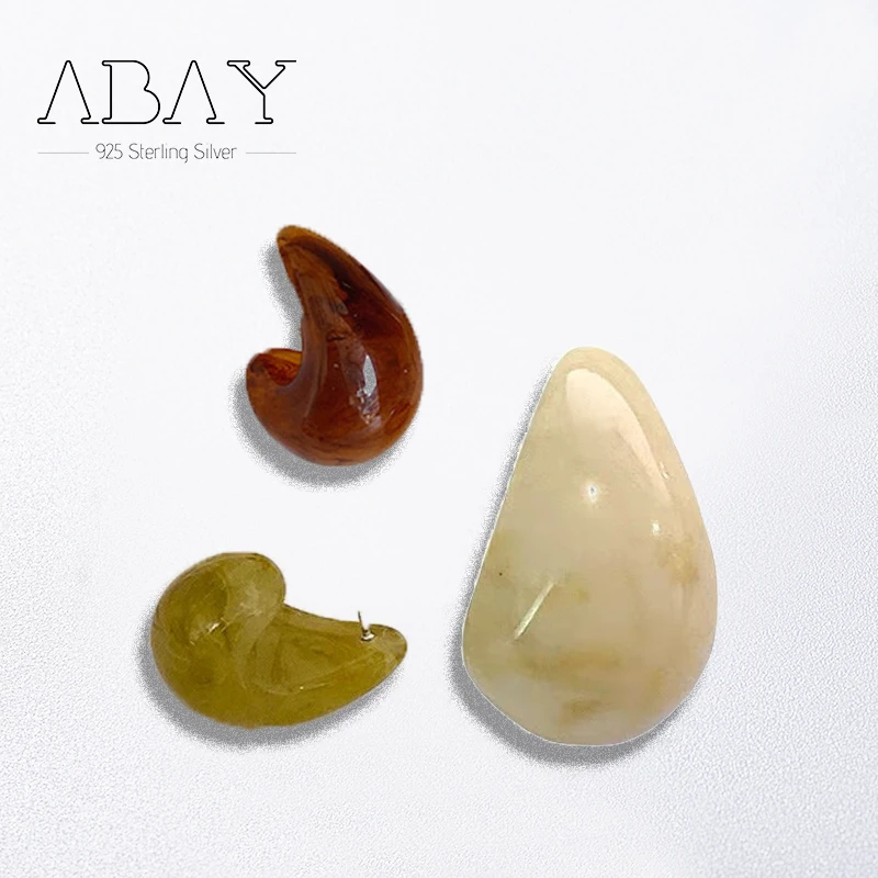 

925 Sterling Silver Pin Autumn Winter Resin Water Drop Retro Earrings, Small Simple Earrings, Anti Allergy, Increase Temperament