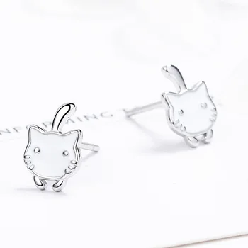 

Kitty Epoxy Stud Earrings Women Simple and Cute Small Animal Cat White Epoxy Kitten Earrings