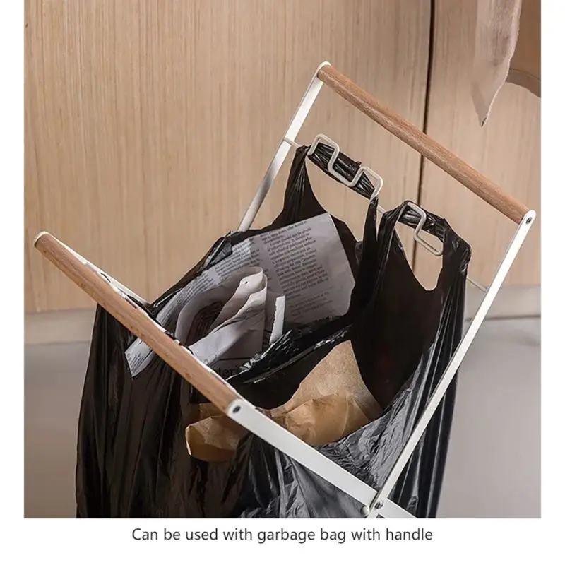 Wrought Iron Kitchen Storage Rack Accessories Folding Garbage Storage Stand Living Room Balcony Garbage Bag Bracket