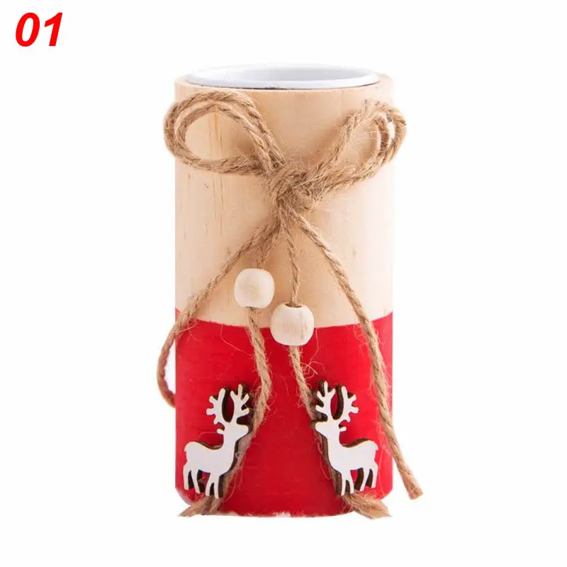 01 Vintage Wooden Candlestick Candle Holder Christmas Decorative Elk Deer Decor Y1AB - Цвет: 01
