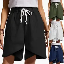 

80% Dropshipping!!Summer loose drawstring women's shorts cotton and linen machine wash daily wear pants