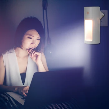 

2Pcs LED Night Light Simple Corridor Light Control Night Light Energy-Saving Plug-in Nursing Bedside Lamp US PLUG