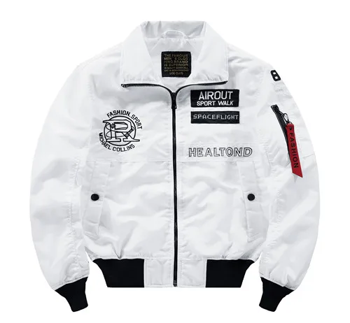 Белый Military hip hop jackets motorcycle bomber army Ma-1 flight pilot jacket men coat Japanese streetwear men's windbreakers 4XL - Цвет: Белый