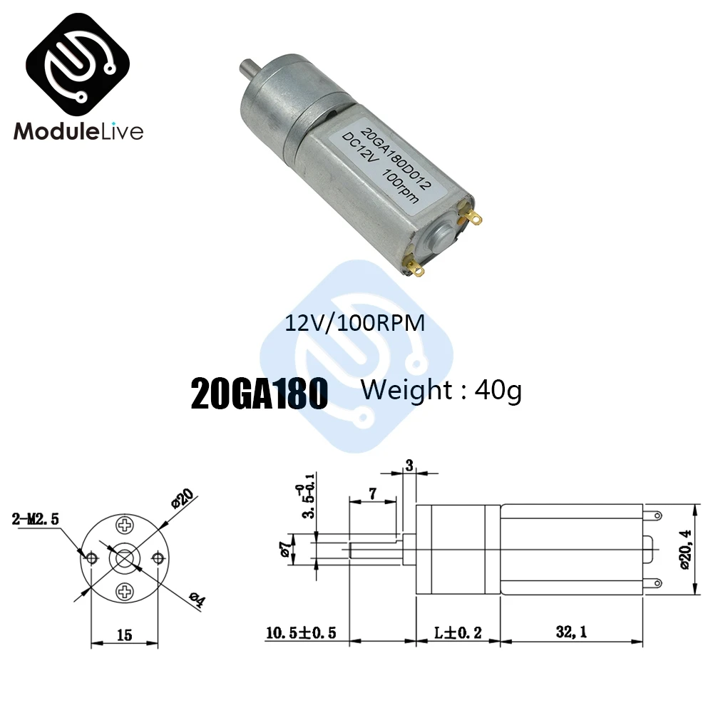 20GA180 DC 12 В 15 30 60 100 150 200 300 400 500 об/мин микро скорость редуктор мотор с металлической коробкой передач колеса Diy