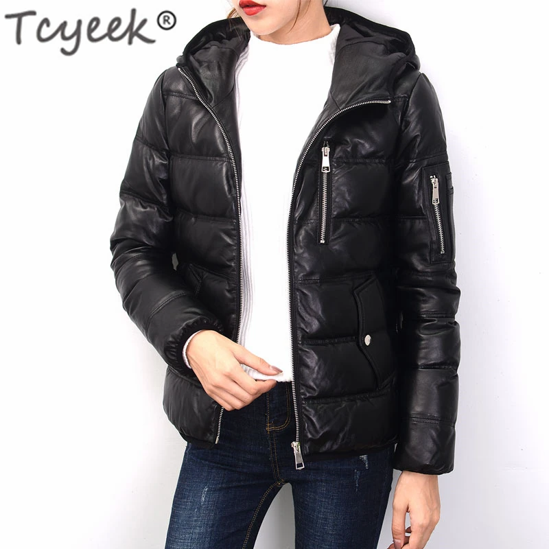 

Genuine Leather Down Jacket Woman Hooded 2020 Winter Jacket Women 100% Sheepskin Coat Female Parka Warm Fit Chaqueta Mujer 1616A