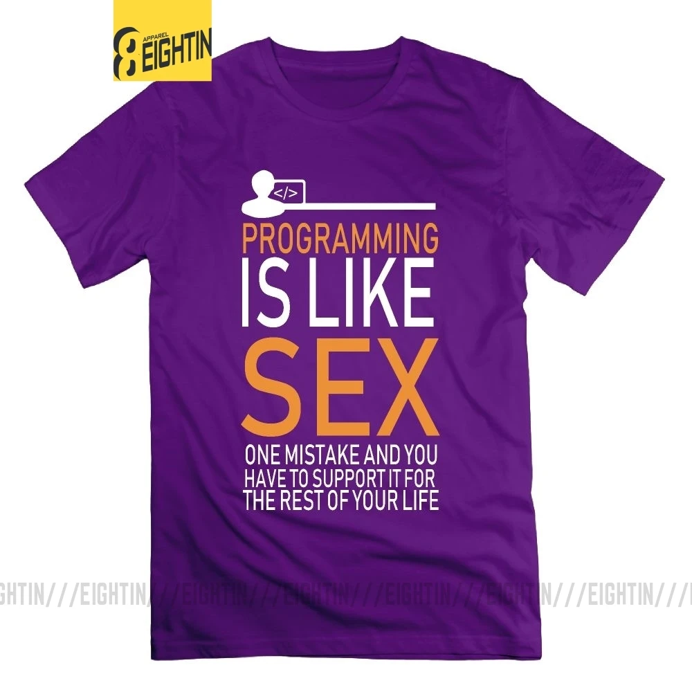 Eightin программист программирование это как секс забавная футболка новая забавная круглый воротник короткий рукав мужские футболки хлопок футболка - Цвет: Фиолетовый