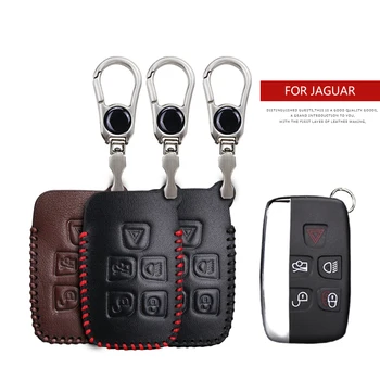 

Smart Real Leather Car Key Fob Cover Case for Jaguar F Pace Xf Xj X Type Xe E Pace F Type Xjr S Type Keyring Chain Accessories