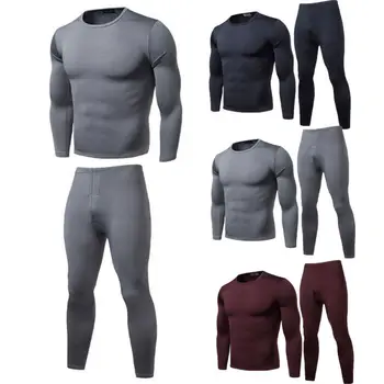 

2020 2PCS Men Winter Warm Pajama Sets Ultra-Soft Fleece Lined Thermal Top & Bottom Underwear Set