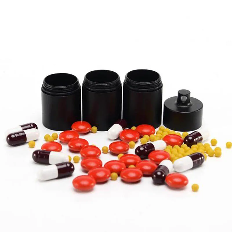 

Aluminum Alloy Emergency Portable Waterproof Multi Grid Pill Box Mini Travel Storage Outdoor Sealing with Key Ring SS