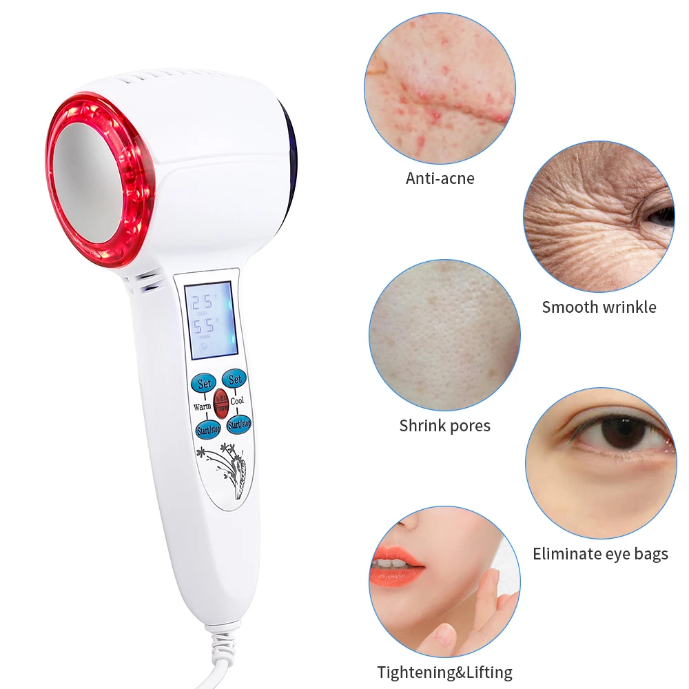  Hot Cold Hammer Face Care Device Cryotherapy Blue Photon Acne Treatment Lifting Rejuvenation Facial