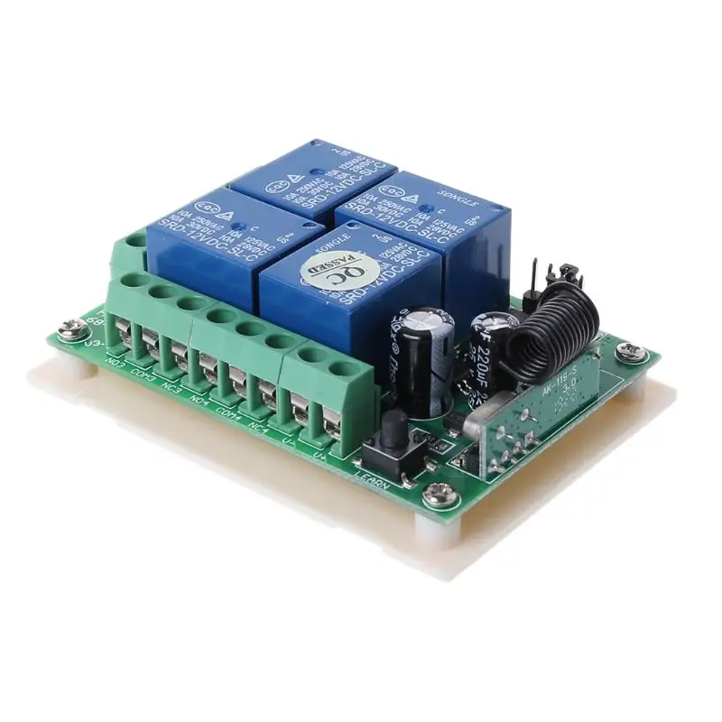 1 комплект DC12V 4CH RF релейный модуль приемника 433 МГц беспроводной пульт