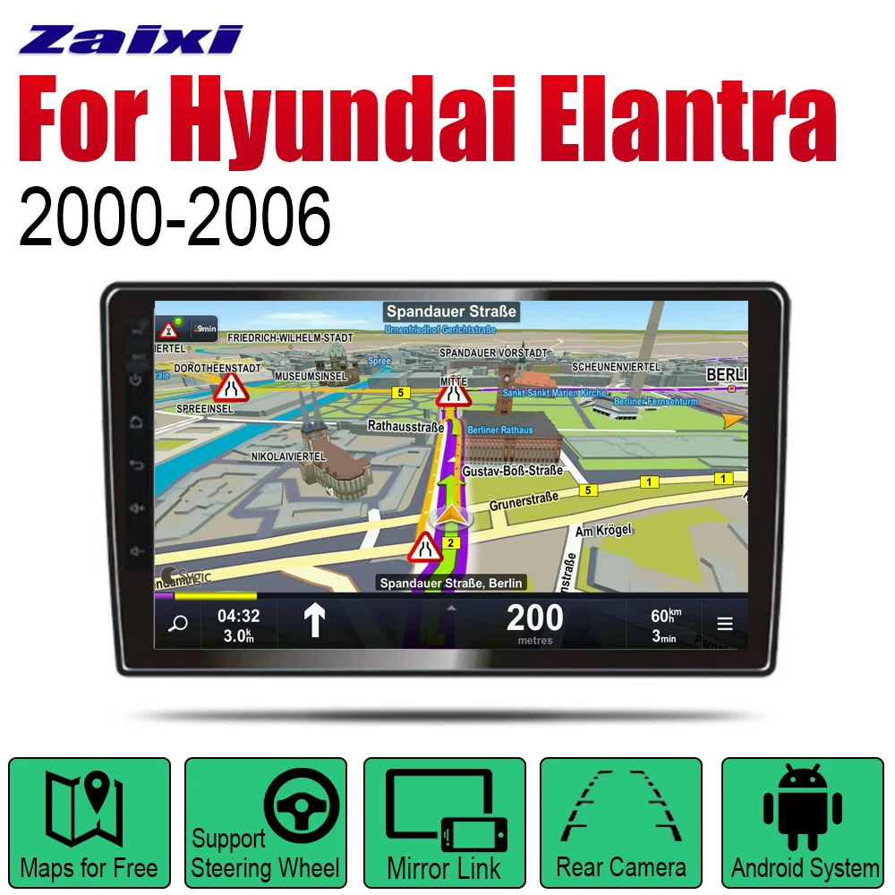 ZaiXi Android 2 Din Авто радио для hyundai Elantra 2000~ 2006 автомобильный мультимедийный плеер gps навигационная система Радио стерео