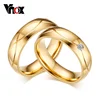 Vnox Hot Wedding Bands Rings For Women Men Gold-Color Stainless Steel Engagement Ring Jewelry 1