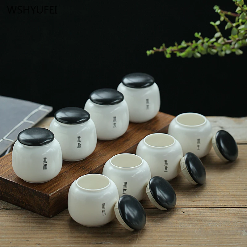 

Simple retro portable travel home Ganoderma lucidum tea coffee bean biscuit candy sealed jar pill powder ceramic storage tank