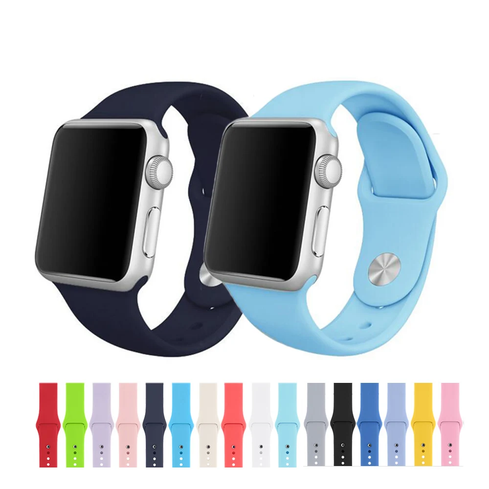 

Soft Silicone Sports Band for Apple Watch Series 1 2 3 4 38MM 42MM Rubber Watchband Watch Strap for 40MM 44MM iWatch Series4