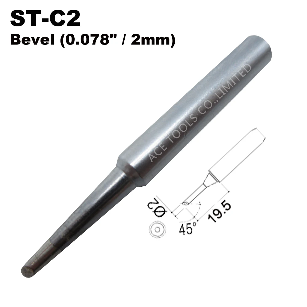 

ST-C2 Replacement Soldering Tips Bevel 2mm Fit WELLER SP40L SP40N SPG40 WP25 WP30 WP35 WLC100 Staion Iron