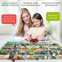 Детский игровой коврик для города, дорожных зданий, парковочных карт, игровая карта сцены с дорожным знаком, детские игрушки, игрушки для детей, Juguetes para ninos