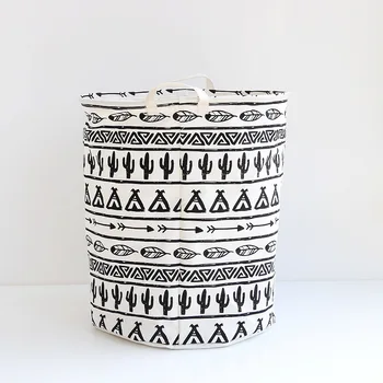 

Large Capacity Cotton Linen Laundry Bucket for Dirty Clothes Waterproof Folding Toy Organizer Storage Basket B7B80B17