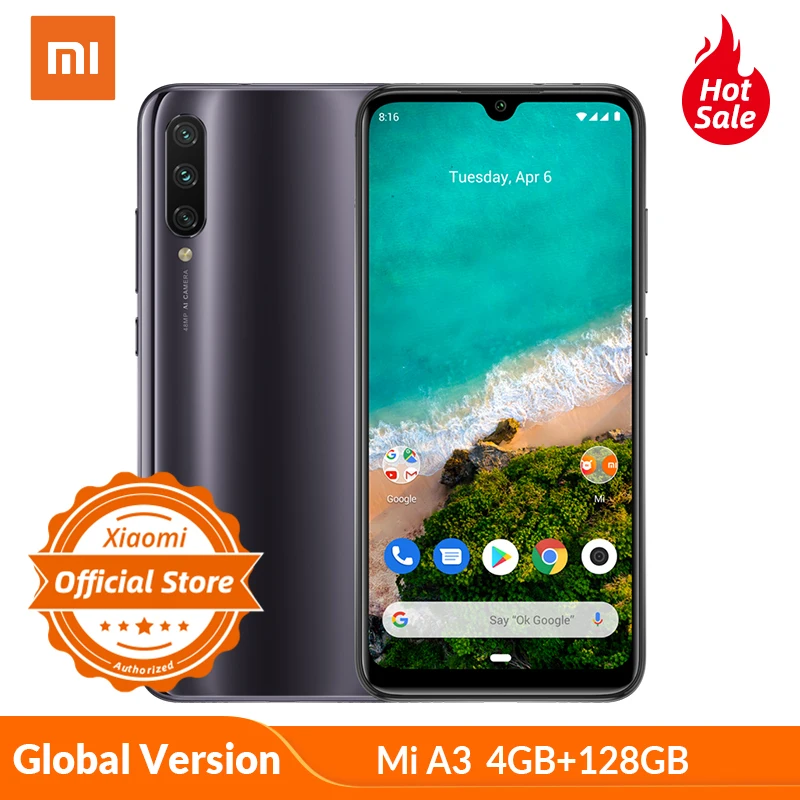Смартфон Xiaomi Mi A3 глобальная версия 4 Гб 128 ГБ 32 МП селфи Android One Snapdragon 665 камера 48 4030