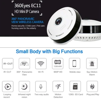 

WiFi Wireless Panoramic Fisheye Security Camera 360 Degree Night Vision HD Panoramic Camera EU PLUG