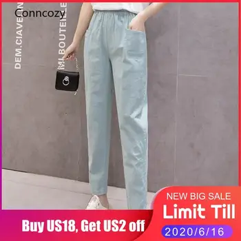 

Summer Spring Cotton Linen Ankle Length Pants Women's Casual Trousers Pencil Casual Pants Striped Green Women's Pants Trouser