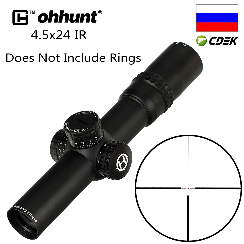 Тактический ohhunt Guardian 4,5x24 ИК охотничий прицел 1/2 полумиллиметровая точечная сетка 30 мм трубка оптика зрение турели Сброс прицел - Цвет: Not include Ring