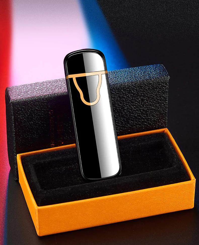 Высококачественный датчик отпечатков пальцев Зажигалка usb зарядка ветрозащитная Электронная зажигалка ультра-тонкие вольфрамовые аксессуары для курения