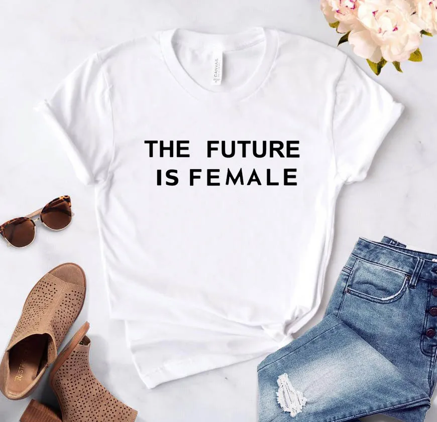 Женская футболка с принтом «THE FUTURE IS FEMALE», хлопковая Повседневная забавная футболка для девушек, топ, хипстер, 6 цветов, Прямая поставка, SB-9