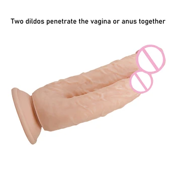 Big Double Dildos Double Penetration Vagina and Anus Soft Skin Feel Phallus Double Headed Penis Sex Toys for Women Masturbation 3