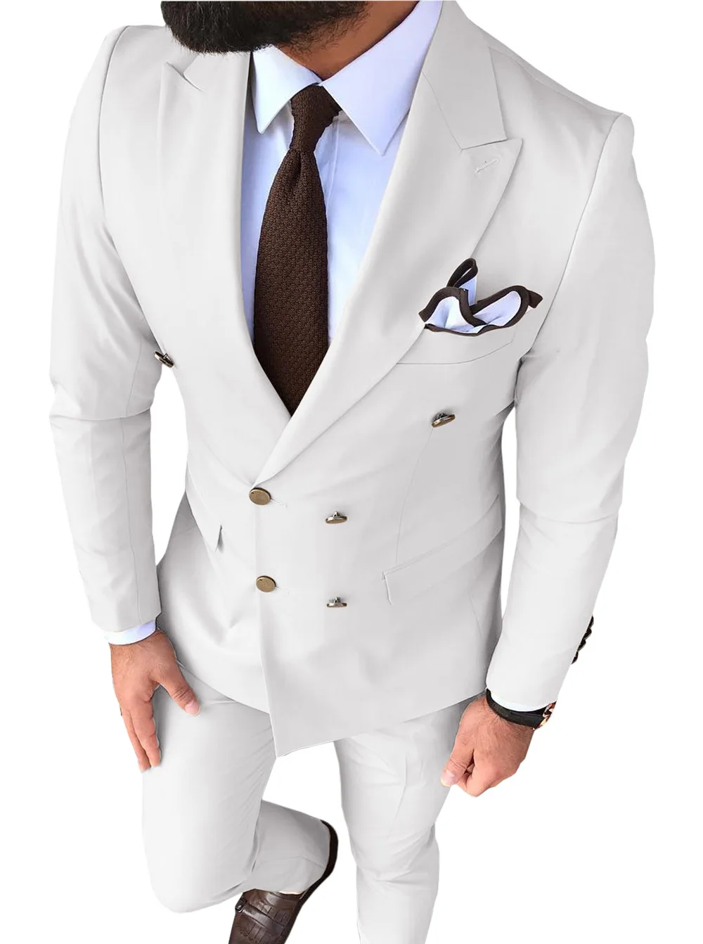 Мужской костюм, приталенный, бежевый, 2 предмета, с отворотом, v-образный вырез, элегантный смокинг для свадебных женихов, мужские костюмы, мужские(пиджак+ брюки