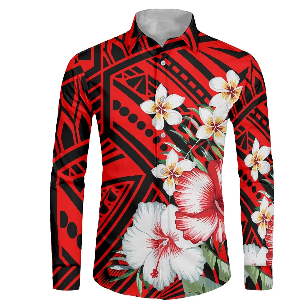 6XL Large Size Cheap Price Custom Pattern Men Long Sleeve Shirts Logo Print On Demand Polynesian Shirt 1 MOQ | Мужская одежда