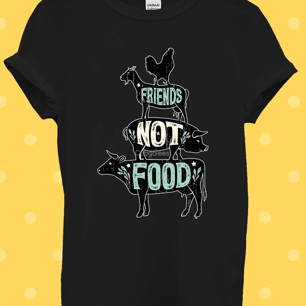 Вегетарианская футболка с надписью Friends Not Food для мужчин и женщин мешковатая