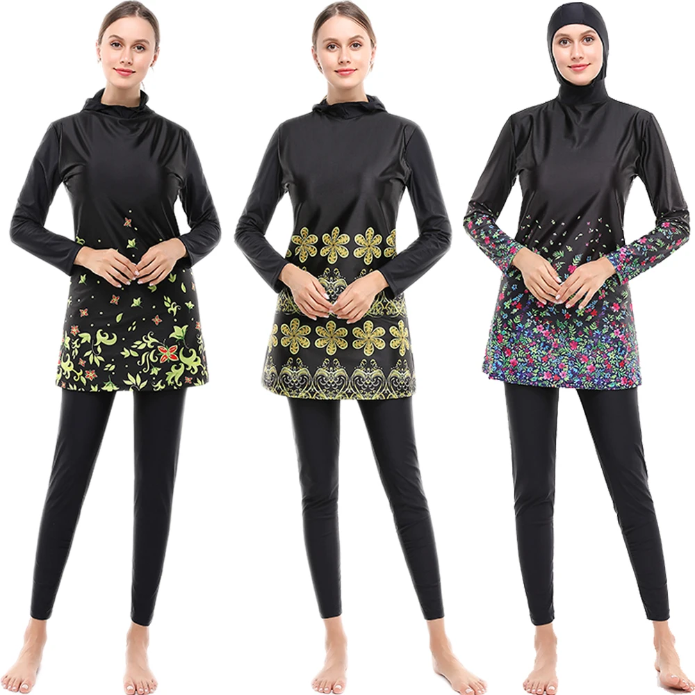 Costume Da Bagno Musulmano Burkini Conservatore 2 Pezzi Costumi Da Bagno Con Cappuccio Costumi Da Bagno Abbigliamento Da Spiaggia Costumi Da Bagno Top