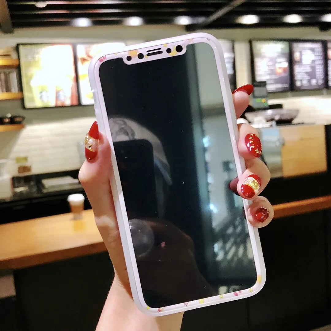 Protective Tempered Glass For iPhone X XR XS Max 11 Pro Cartoon Pattern Screen Protector 3D Soft Edge | Мобильные телефоны и