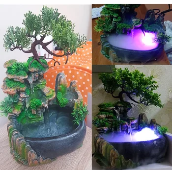 

Creative Indoor Simulation Resin Rockery Waterfall Statue Feng Shui Water Fountain Home Garden Crafts