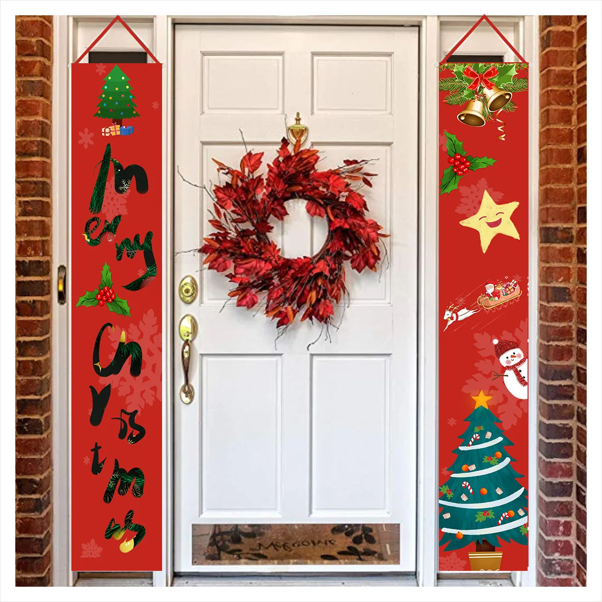 С Рождеством знак крыльца декоративный дверной баннер рождественские украшения для дома подвесные рождественские украшения Navidad Хэллоуин - Цвет: Насыщенный сапфировый