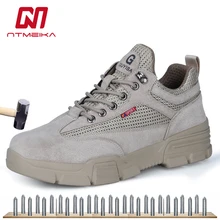 Steel Toe Work Safety Shoes Mens Breathable Security Footwear Men's Outdoor Construction Sneakers Puncture Proof MB261