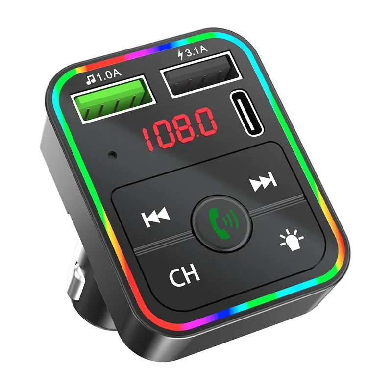 Handsfree Car Bluetooth 5.0 MP3 Player Wireless Aux Audio Receiver FM Modulator Dual USB 3.1A +PD Charger Car Kit FM Transmitter
