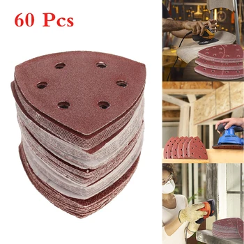 

60 Pcs Sandpaper 11 Hole Disk Sand Sheets Grit Hook and Loop Sanding Disc Polish Sanding Sheet Abrasive Tool