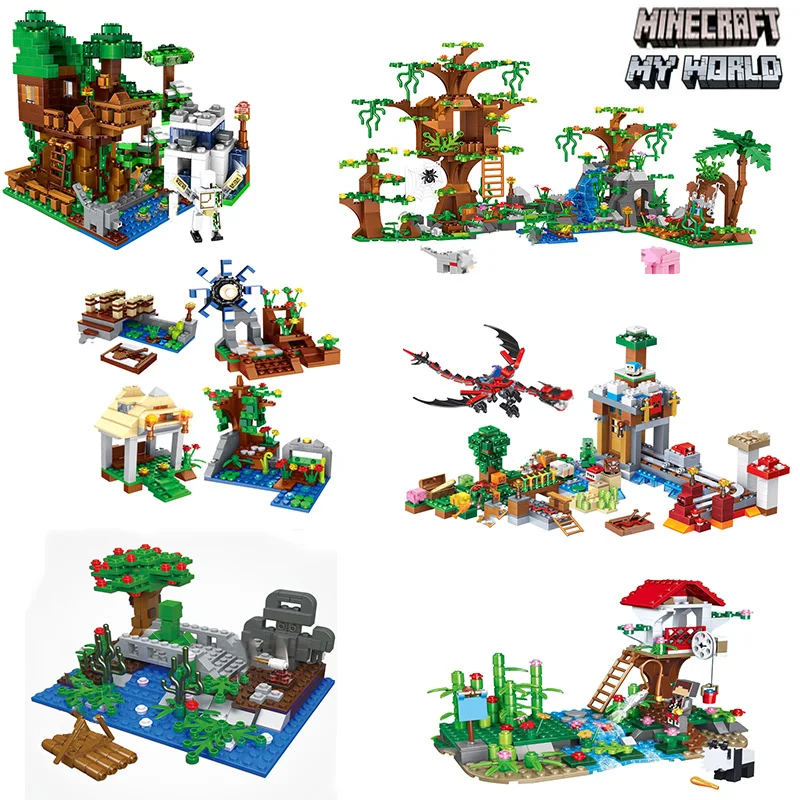 

Legoing Minecraft Village Mine Tree House Farm For Legoings Minecrafted Figures My World Minecraftly Dragon Building Blocks Toys
