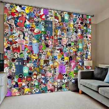 

Cartoon curtains Beautiful Photo Fashion Customized 3D Curtains kids curtains