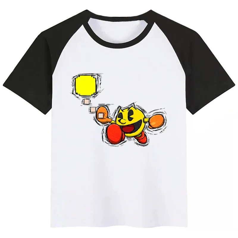 Детская забавная Футболка с принтом «Человек-Пак», «есть призрак», детские летние топы с круглым вырезом, Детская футболка с принтом «пакмен», одежда для малышей - Цвет: D045A