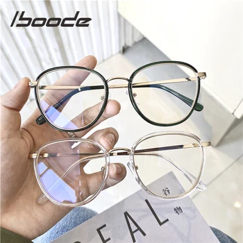 

Iboode 2020 NEW Glasses Women Korean Version No Degree Flat Mirror Retro Vintage Literary Round Prescription Frame Eyeglasses