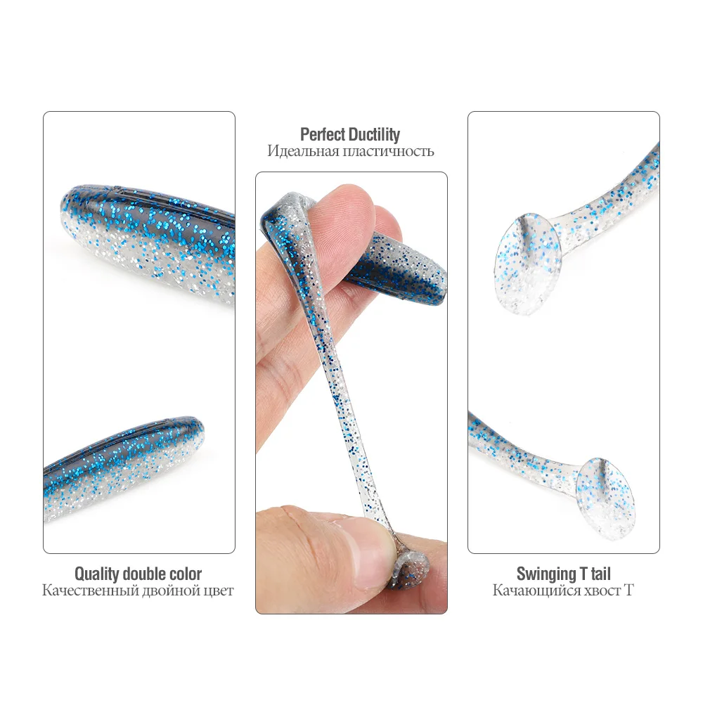 DONQL Soft Fishing Lures Silicone Bait 50mm 76mm 100mm Wobblers Jig Swimbait Carp Fishing Tackle Artificial Baits (7)