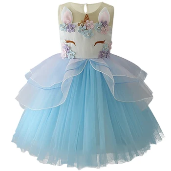 

Unicorn Girls Dress For Girls Party Dress 2018 Hot Sale Beading Pageant Formal Sleeveless Tutu Cosplay Dress Kids Clothing 2-10y