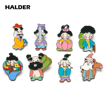 

Wholesale Custom pins BR0112 HALDER Chinese Myth The Eight Immortals Cartoon Brooches Enamel Pin Lapel Badge Clothes Accessories